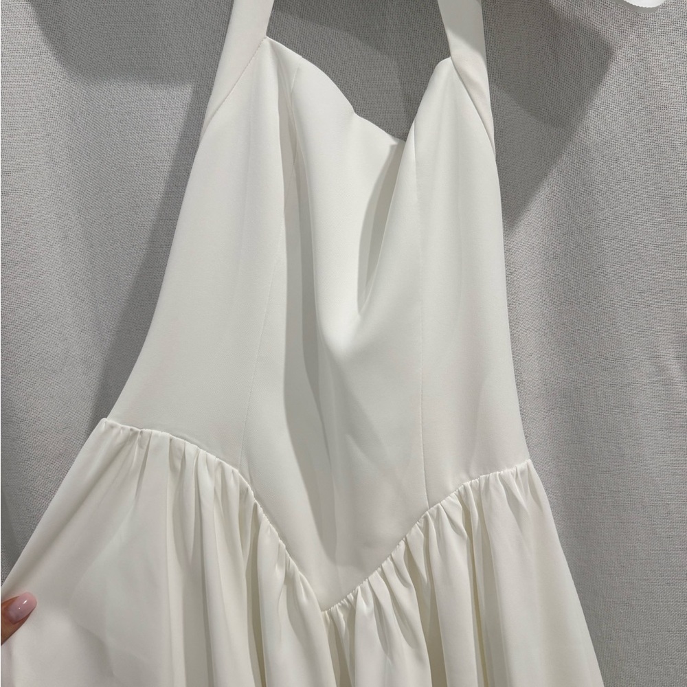 Elegant White Halter Dress